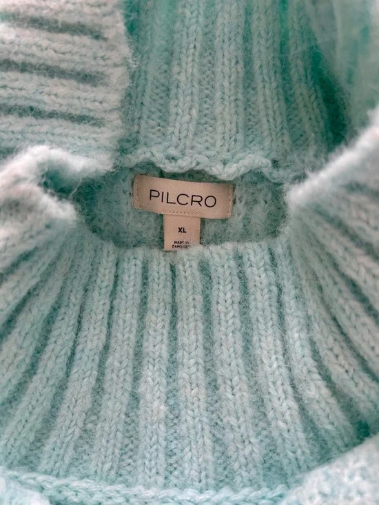 NWT Pilcro by Anthropologie Mock Neck Aqua Pullover - Picture 3 of 10